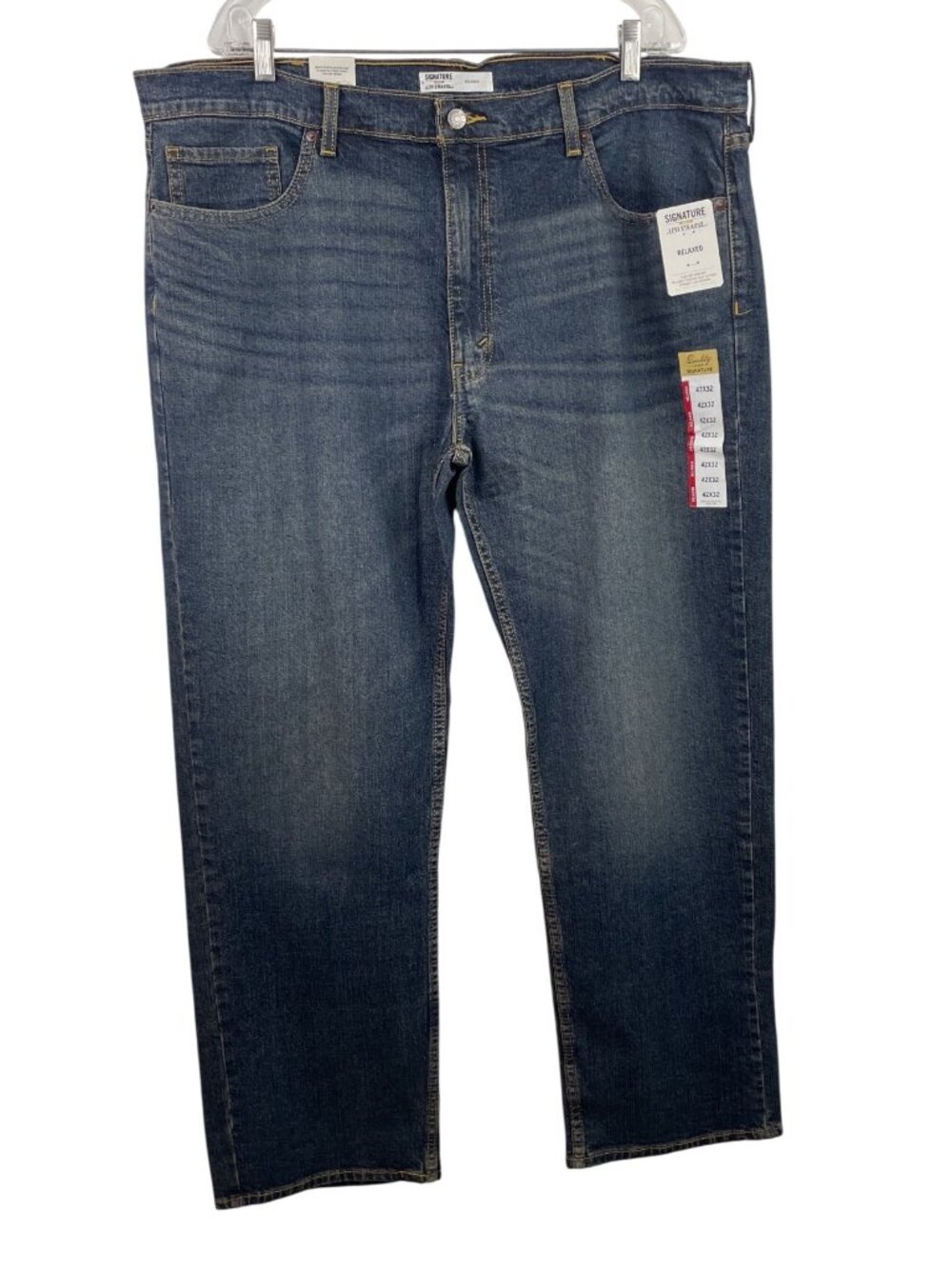 Signature Gold By Levi Strauss Relaxed Fit Jeans Mens 42x32 Dark Wash Denim
